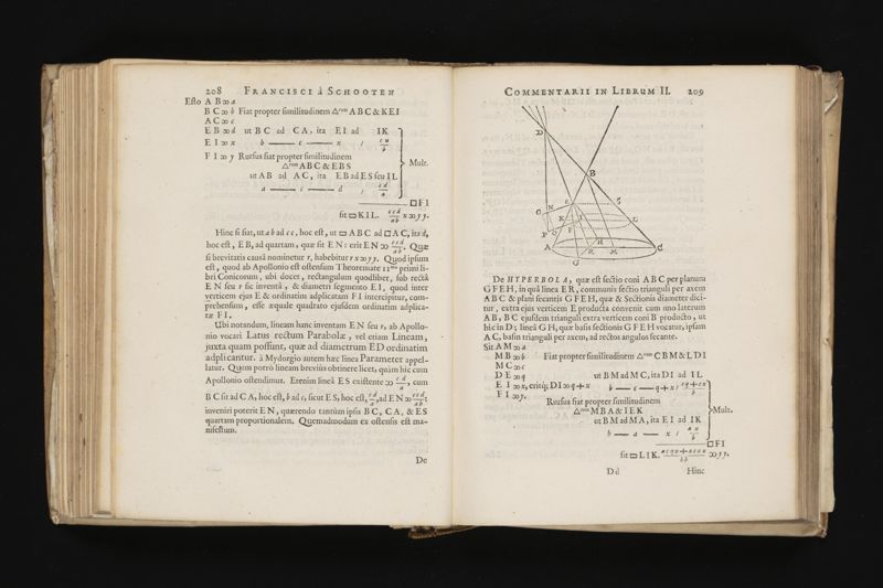 Geometria, à Renato Des Cartes, anno 1637 Gallicè edita; postea autem unà cum notis Florimondi de Beaune ... Gallicè conscriptis in Latinam linguam versa, & commentariis illustrata, operâ atque studio Francisci à Schooten ... Nunc demum ab eodem diligenter recognita, locupletioribus commentariis instructa, multisq́ue egregiis accessionibus, tam ad uberiorem explicationem, quàm ad ampliandam hujus geometriæ excellentiam facientibus, exornata, quorum omnium catalogum pagina versa exhibet