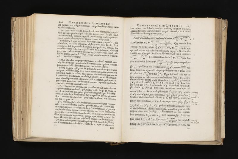 Geometria, à Renato Des Cartes, anno 1637 Gallicè edita; postea autem unà cum notis Florimondi de Beaune ... Gallicè conscriptis in Latinam linguam versa, & commentariis illustrata, operâ atque studio Francisci à Schooten ... Nunc demum ab eodem diligenter recognita, locupletioribus commentariis instructa, multisq́ue egregiis accessionibus, tam ad uberiorem explicationem, quàm ad ampliandam hujus geometriæ excellentiam facientibus, exornata, quorum omnium catalogum pagina versa exhibet