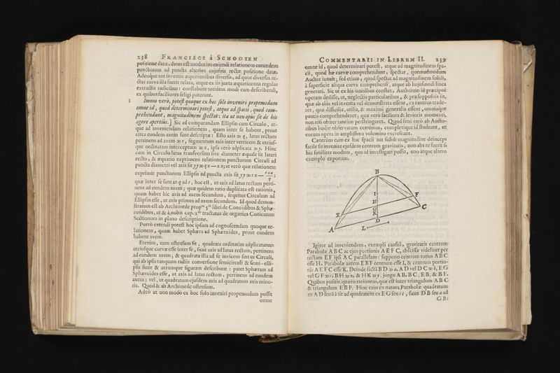 Geometria, à Renato Des Cartes, anno 1637 Gallicè edita; postea autem unà cum notis Florimondi de Beaune ... Gallicè conscriptis in Latinam linguam versa, & commentariis illustrata, operâ atque studio Francisci à Schooten ... Nunc demum ab eodem diligenter recognita, locupletioribus commentariis instructa, multisq́ue egregiis accessionibus, tam ad uberiorem explicationem, quàm ad ampliandam hujus geometriæ excellentiam facientibus, exornata, quorum omnium catalogum pagina versa exhibet
