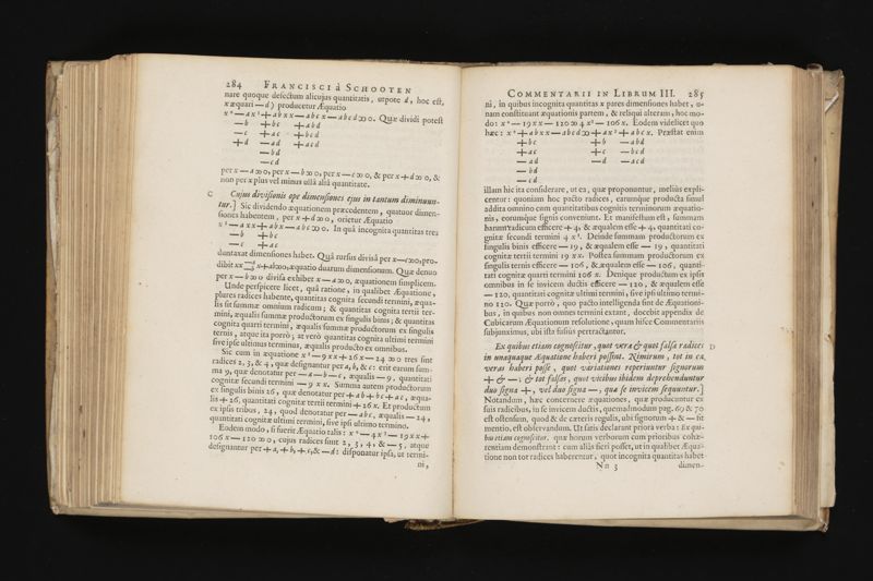 Geometria, à Renato Des Cartes, anno 1637 Gallicè edita; postea autem unà cum notis Florimondi de Beaune ... Gallicè conscriptis in Latinam linguam versa, & commentariis illustrata, operâ atque studio Francisci à Schooten ... Nunc demum ab eodem diligenter recognita, locupletioribus commentariis instructa, multisq́ue egregiis accessionibus, tam ad uberiorem explicationem, quàm ad ampliandam hujus geometriæ excellentiam facientibus, exornata, quorum omnium catalogum pagina versa exhibet