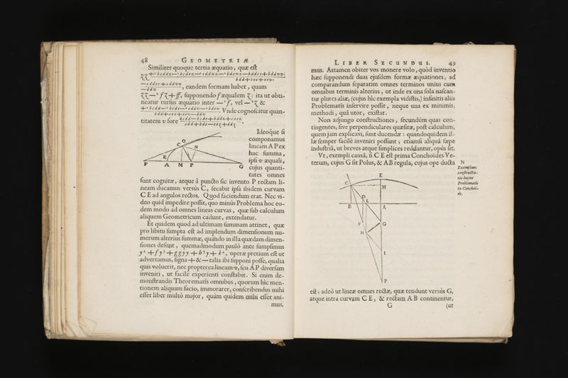 Geometria, à Renato Des Cartes, anno 1637 Gallicè edita; postea autem unà cum notis Florimondi de Beaune ... Gallicè conscriptis in Latinam linguam versa, & commentariis illustrata, operâ atque studio Francisci à Schooten ... Nunc demum ab eodem diligenter recognita, locupletioribus commentariis instructa, multisq́ue egregiis accessionibus, tam ad uberiorem explicationem, quàm ad ampliandam hujus geometriæ excellentiam facientibus, exornata, quorum omnium catalogum pagina versa exhibet