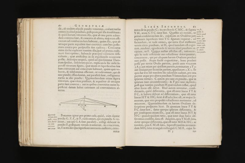 Geometria, à Renato Des Cartes, anno 1637 Gallicè edita; postea autem unà cum notis Florimondi de Beaune ... Gallicè conscriptis in Latinam linguam versa, & commentariis illustrata, operâ atque studio Francisci à Schooten ... Nunc demum ab eodem diligenter recognita, locupletioribus commentariis instructa, multisq́ue egregiis accessionibus, tam ad uberiorem explicationem, quàm ad ampliandam hujus geometriæ excellentiam facientibus, exornata, quorum omnium catalogum pagina versa exhibet