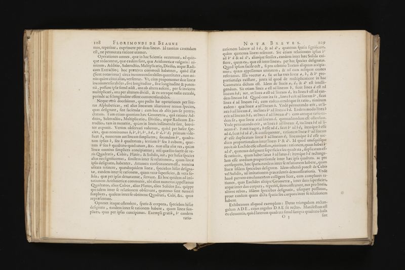 Geometria, à Renato Des Cartes, anno 1637 Gallicè edita; postea autem unà cum notis Florimondi de Beaune ... Gallicè conscriptis in Latinam linguam versa, & commentariis illustrata, operâ atque studio Francisci à Schooten ... Nunc demum ab eodem diligenter recognita, locupletioribus commentariis instructa, multisq́ue egregiis accessionibus, tam ad uberiorem explicationem, quàm ad ampliandam hujus geometriæ excellentiam facientibus, exornata, quorum omnium catalogum pagina versa exhibet