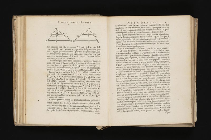 Geometria, à Renato Des Cartes, anno 1637 Gallicè edita; postea autem unà cum notis Florimondi de Beaune ... Gallicè conscriptis in Latinam linguam versa, & commentariis illustrata, operâ atque studio Francisci à Schooten ... Nunc demum ab eodem diligenter recognita, locupletioribus commentariis instructa, multisq́ue egregiis accessionibus, tam ad uberiorem explicationem, quàm ad ampliandam hujus geometriæ excellentiam facientibus, exornata, quorum omnium catalogum pagina versa exhibet
