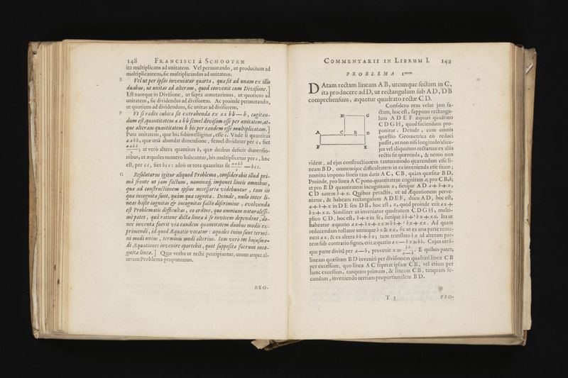 Geometria, à Renato Des Cartes, anno 1637 Gallicè edita; postea autem unà cum notis Florimondi de Beaune ... Gallicè conscriptis in Latinam linguam versa, & commentariis illustrata, operâ atque studio Francisci à Schooten ... Nunc demum ab eodem diligenter recognita, locupletioribus commentariis instructa, multisq́ue egregiis accessionibus, tam ad uberiorem explicationem, quàm ad ampliandam hujus geometriæ excellentiam facientibus, exornata, quorum omnium catalogum pagina versa exhibet