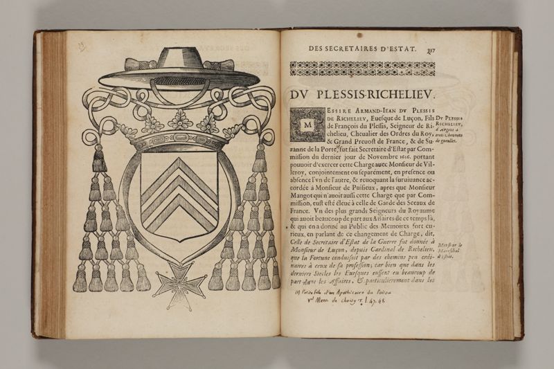Histoire des secretaires d'estat, contenant l'origine, le progrès, et l'etablissement de levrs charges, auec les eloges, les armes, blasons, & genealogies de tous ceux qui les ont possedées jusqu'à present