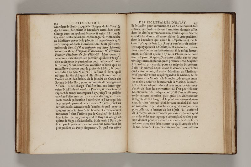 Histoire des secretaires d'estat, contenant l'origine, le progrès, et l'etablissement de levrs charges, auec les eloges, les armes, blasons, & genealogies de tous ceux qui les ont possedées jusqu'à present
