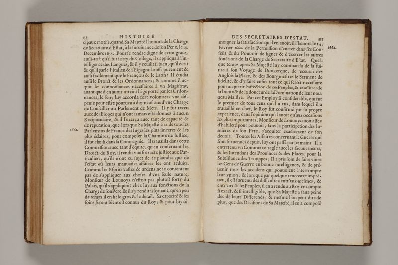 Histoire des secretaires d'estat, contenant l'origine, le progrès, et l'etablissement de levrs charges, auec les eloges, les armes, blasons, & genealogies de tous ceux qui les ont possedées jusqu'à present