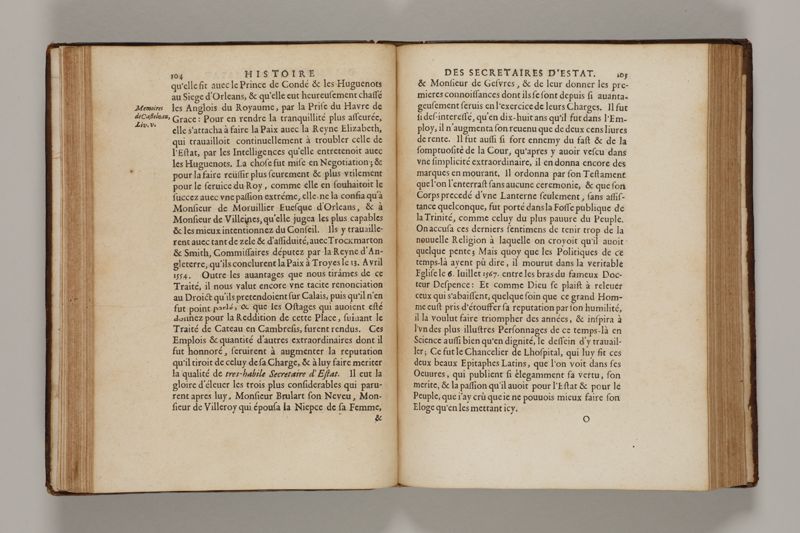 Histoire des secretaires d'estat, contenant l'origine, le progrès, et l'etablissement de levrs charges, auec les eloges, les armes, blasons, & genealogies de tous ceux qui les ont possedées jusqu'à present