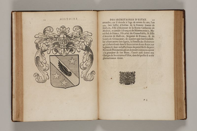 Histoire des secretaires d'estat, contenant l'origine, le progrès, et l'etablissement de levrs charges, auec les eloges, les armes, blasons, & genealogies de tous ceux qui les ont possedées jusqu'à present