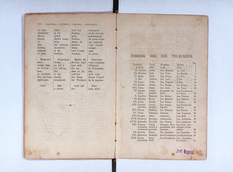 Joan. Amos. Comenii Orbis pictus ; Svět v obrazých ; Die Welt in Bildern ; Le monde en tableaux